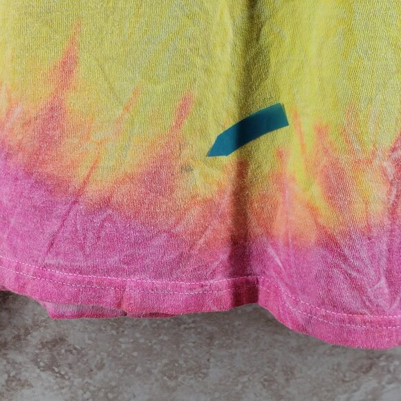 Adult Bright Hanes Pink Yellow Preshrunk Swirl Tie Dye T Shirt Size L 42- 44 - Picture 5 of 6